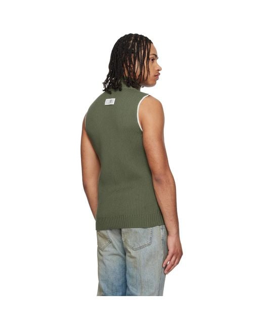 MM6 by Maison Margiela Green Khaki Zip Vest for men