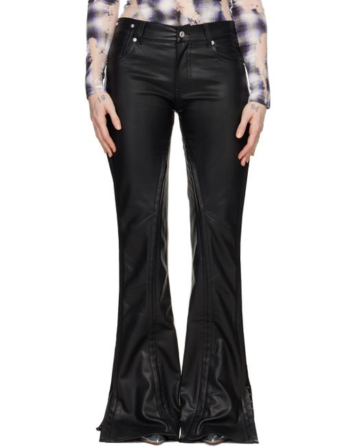Pantalon noir en cuir synthétique à fentes à agrafes et œillets Y. Project en coloris Black