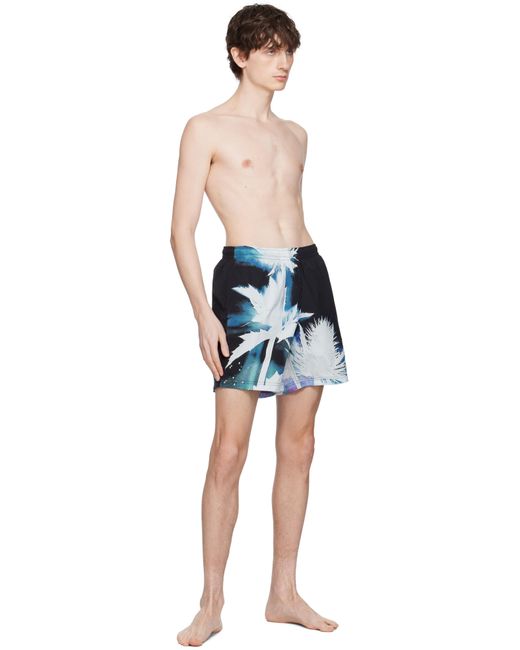 メンズ Alexander McQueen ブラック＆ブルー Lightleak Thistle スイムショーツ Blue