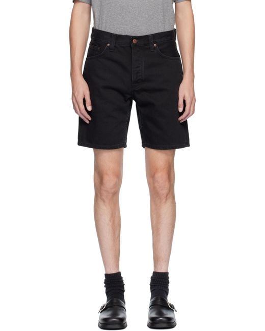 Nudie Jeans Black Seth Denim Shorts for men