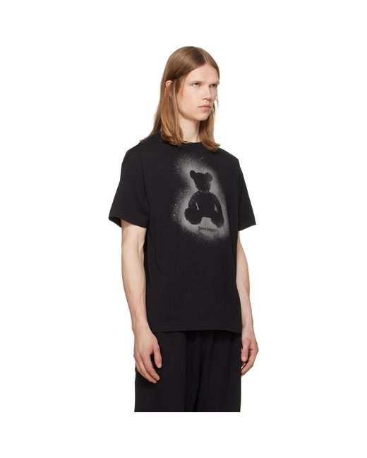 Palm Angels Black Spray Bear T-Shirt for men
