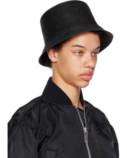 Y's Yohji Yamamoto Black Thin Straw Bucket Hat