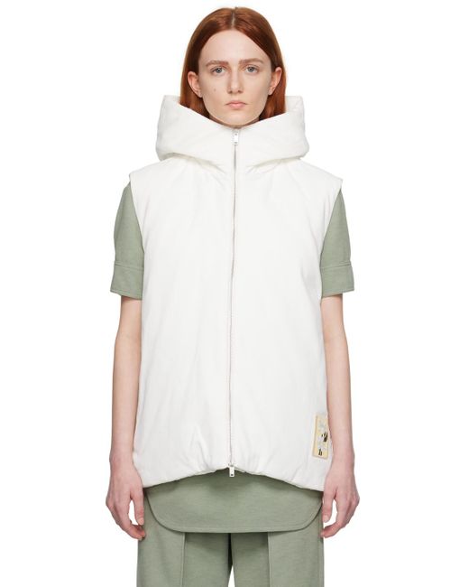 Jil Sander White Hooded Down Vest