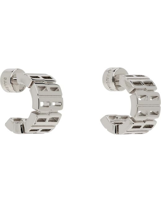 Balenciaga Metallic Nano Hoop Earrings for men