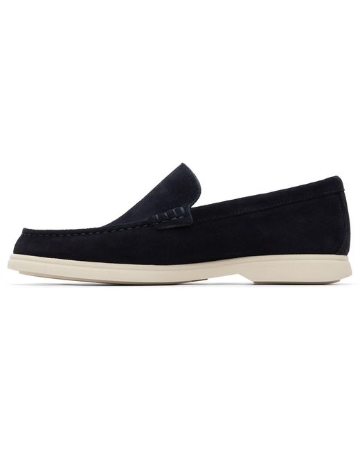 Boss Blue Deed-Logo Suede Loafers for men