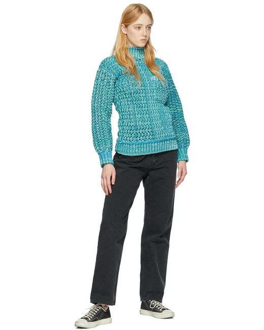 Col Roulé Bleu Et Vert En Coton Ambush en coloris Blue