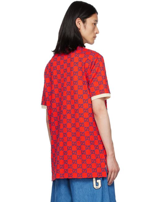 Polo GG en jacquard de coton melange Gucci pour homme en coloris Red