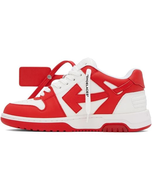 Off-White c/o Virgil Abloh Red & White Out Of Office Sneakers for men