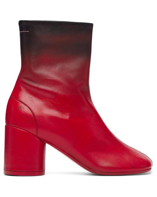 MM6 by Maison Margiela Red Anatomic Block-Heel Boots