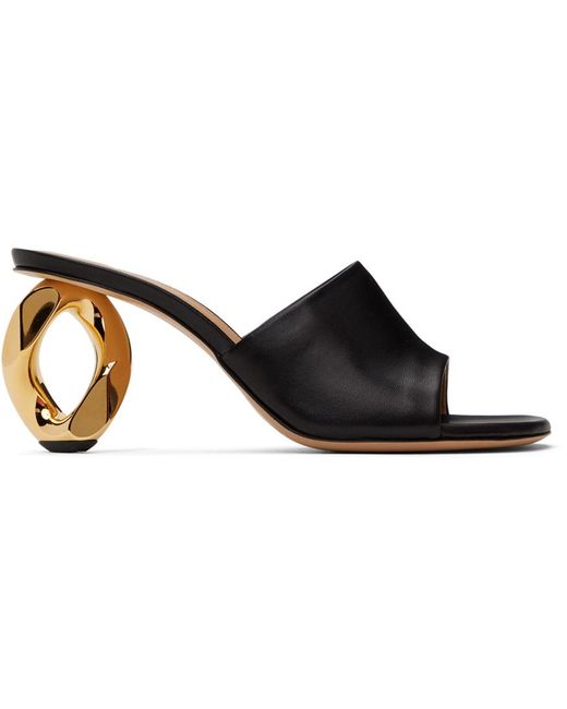 J.W. Anderson Black Chain Heel Leather Mules