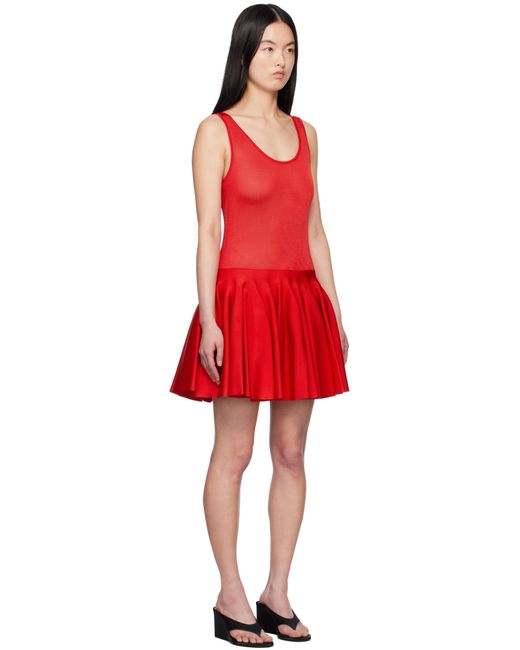 Alaïa Red Knit Godet Minidress