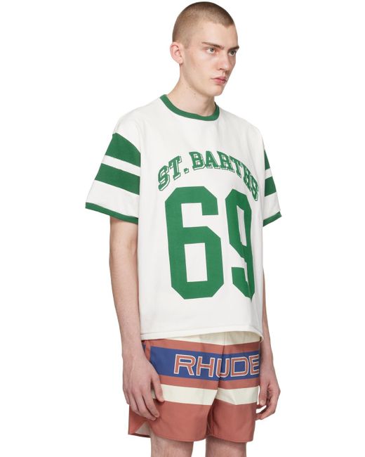 メンズ Rhude オフホワイト&ーン 69 リンガーtシャツ Green