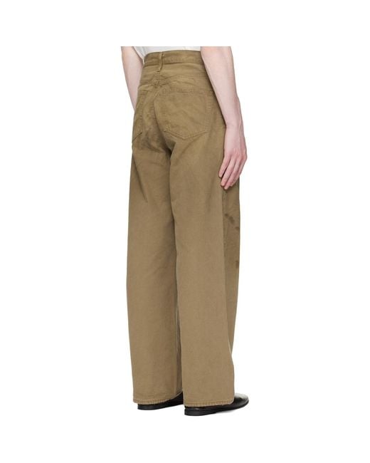 Ssstein Multicolor Khaki Sulfur Dyed Oxford Vintage Wide Trousers for men