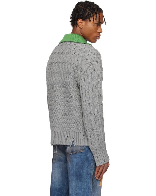 メンズ ANDERSSON BELL グレー Collar Vネックカーディガン ブラック