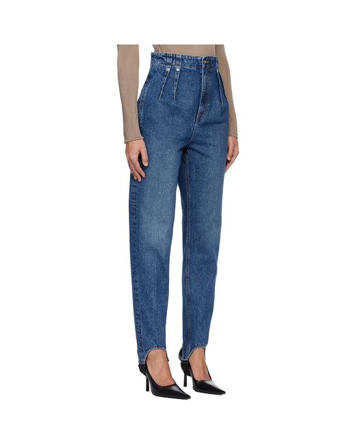 Mugler Blue Denim Cigarette Stirrup Jeans