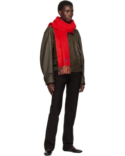 Burberry Red Tan Reversible Cashmere Scarf