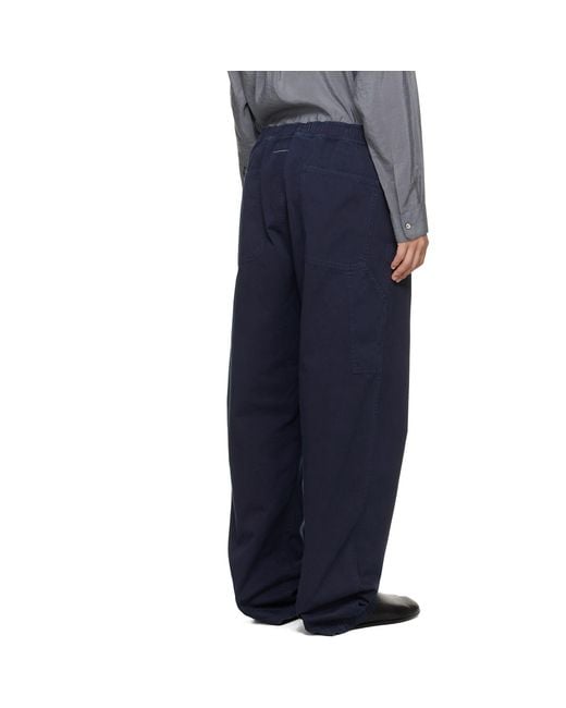 MM6 by Maison Margiela Blue Cotton Twill Trousers for men