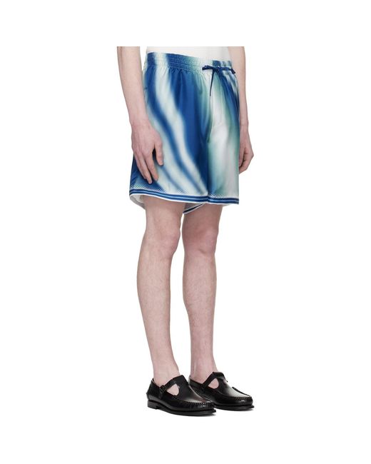 Casablanca Blue The Art Of The Serve Silk Shorts for men