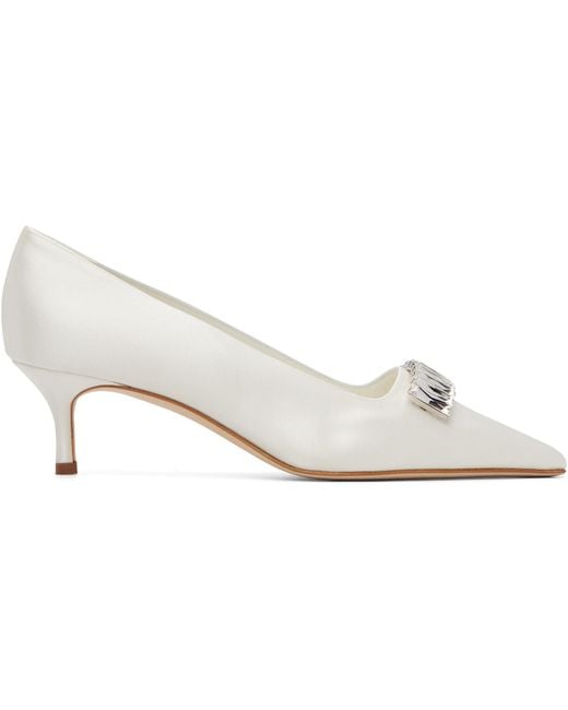 Manolo Blahnik White Bottayon Heels