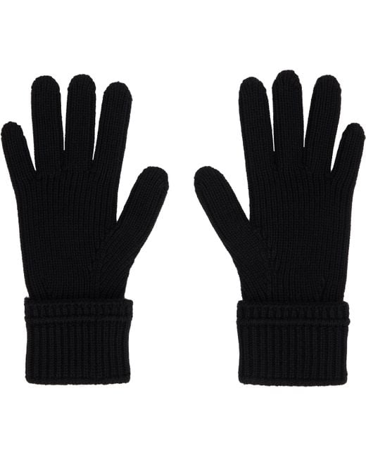 Burberry Black Logo Patch Wool Gloves