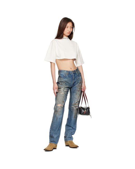 Palm Angels White Classic Logo Mini T-Shirt