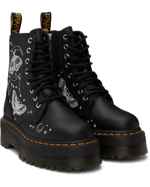 Dr. Martens ブラック Jadon Celestial Moth Embroidered プラットフォーム ブーツ Black