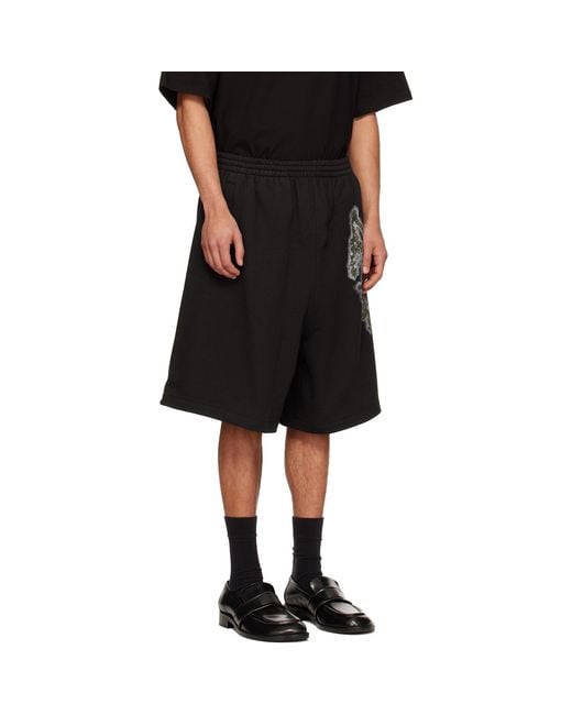 we11done Black Cross Chain Shorts for men