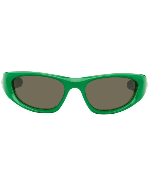 Bottega Veneta Green Cone Wraparound Sunglasses