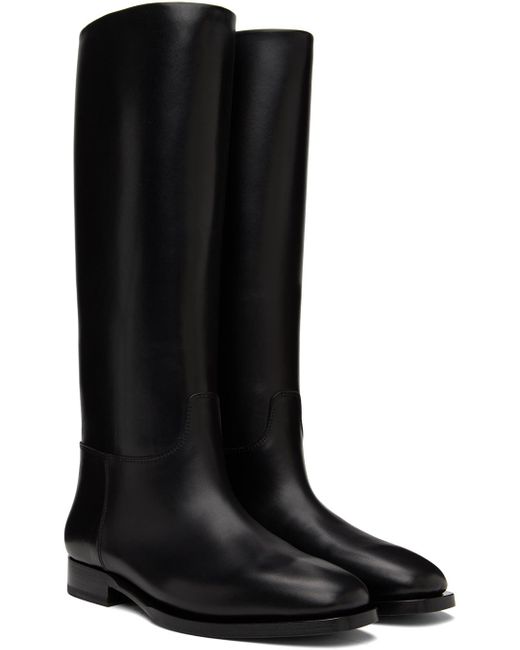 The Row Black Grunge Leather Knee-high Boots