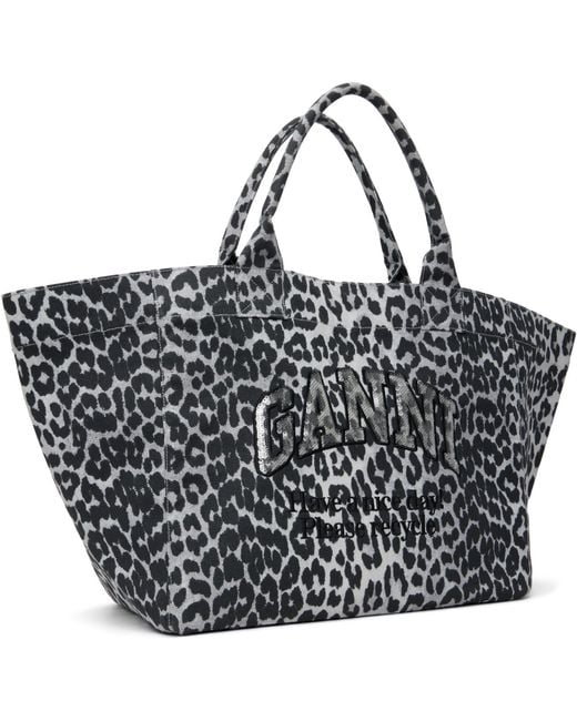 Ganni Black Leopard Sequin Xxl Tote