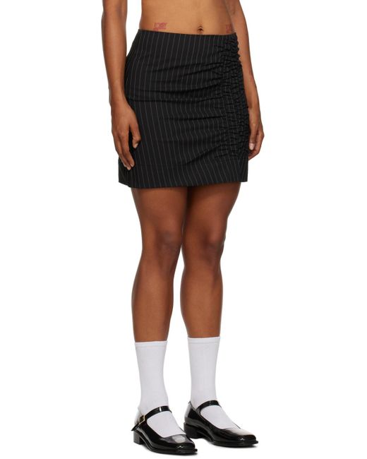 Ganni Black Ruched Miniskirt