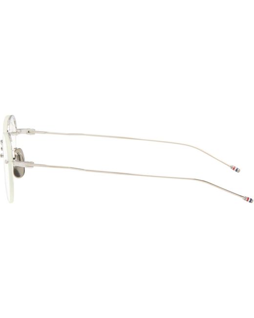 Thom Browne Metallic Thom E Titanium Semi Rimless Oval Glasses for men