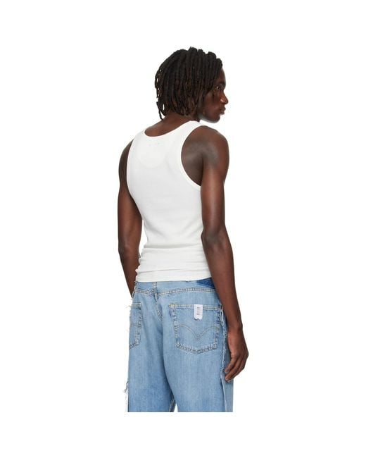 Vetements Black Off- Oval Logo Tank Top for men