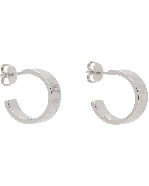 MM6 by Maison Martin Margiela Black Silver Numeric Minimal Signature Hoop Earrings