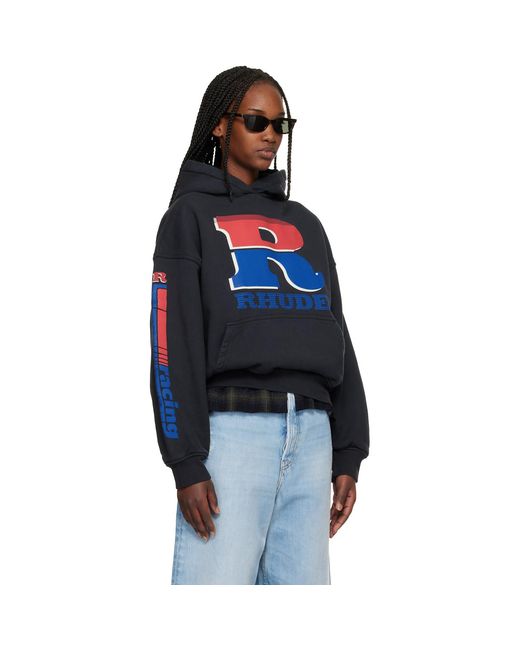 Rhude Blue Split Petrol Logo Hoodie