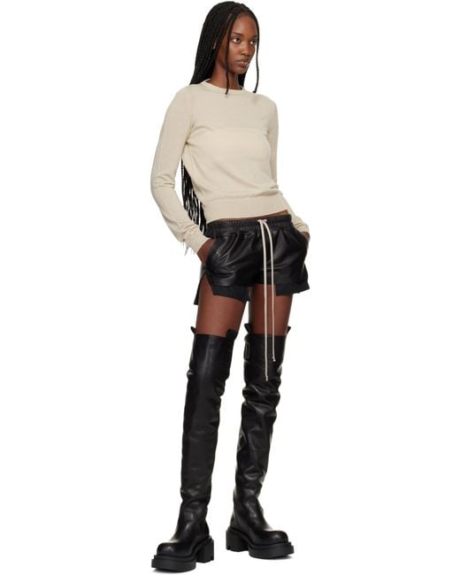 Rick Owens レディース レザー ドローストリング ショートパンツ S