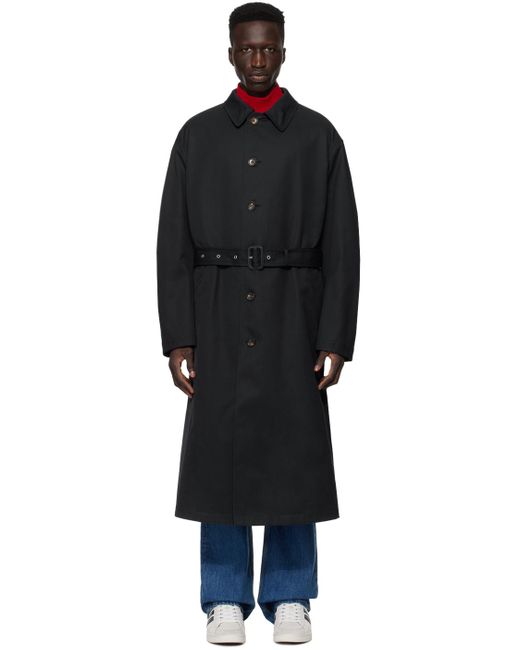Bally Black Navy Belted Coat for men