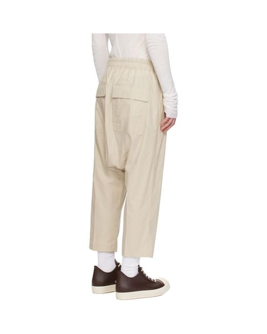 Rick Owens Natural Temple Drawstring Cropped Trousers for men