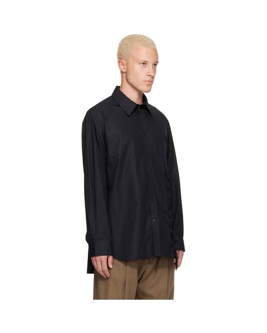 Simone Rocha Black Lace Up Hem Easy Shirt for men