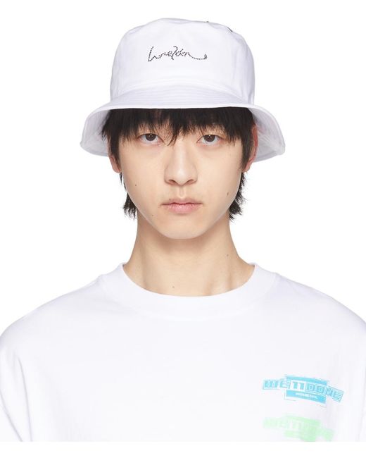 we11done White Hotfix Star Bucket Hat for men