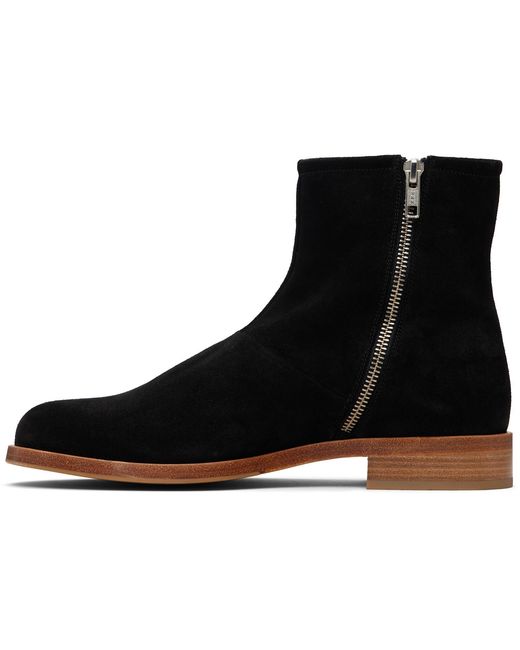 Common Projects Black Waxed Suede Zipper Boots for men
