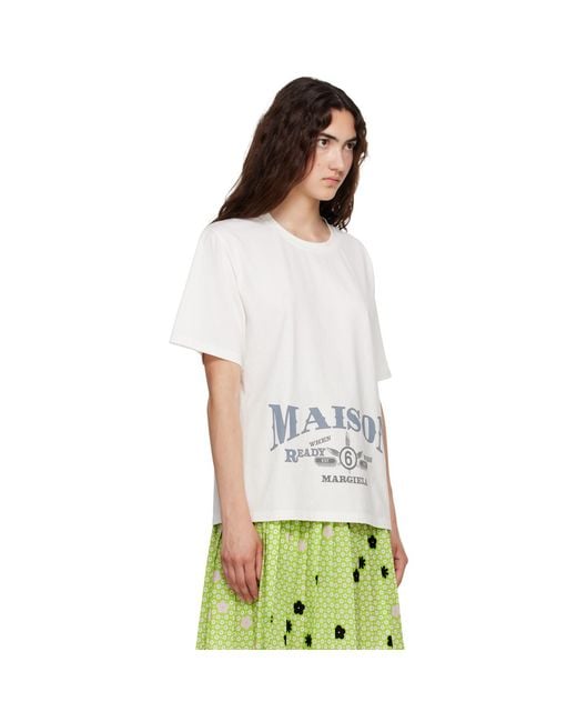 MM6 by Maison Margiela White Off- Printed T-Shirt