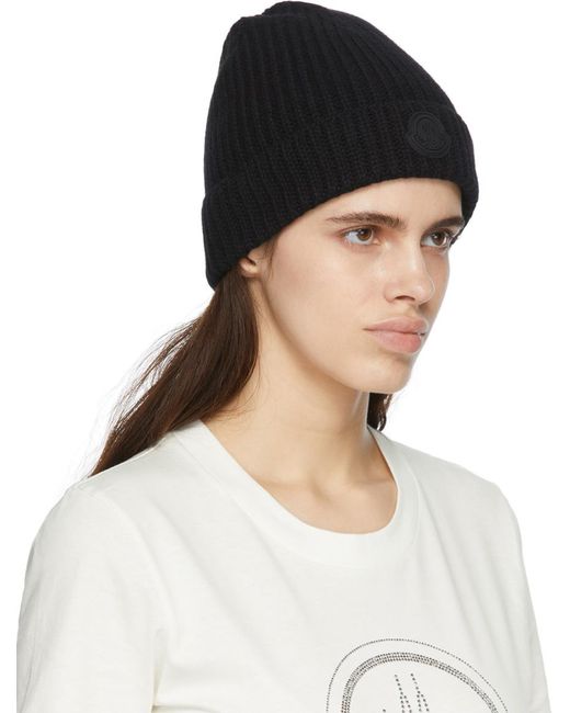Moncler Cashmere Beanie in Black | Lyst