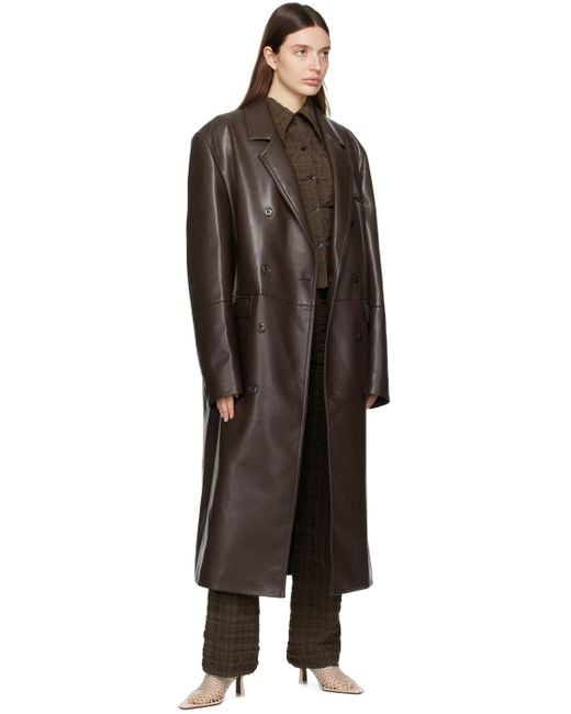 Nanushka Black Brown Sverre Leather Coat