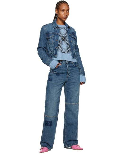 Ganni Blue Patch Izey Straight-leg Jeans
