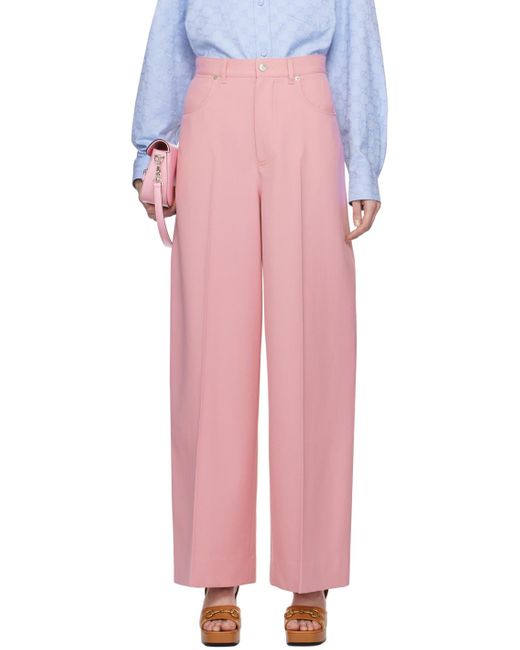 Pantalon rose à plis Gucci en coloris Pink