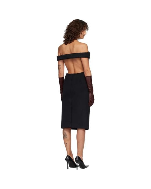 Mugler Black Sculptural Midi Dress