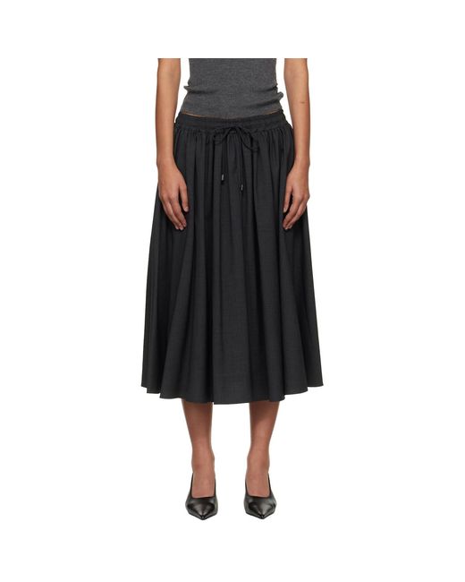 Max Mara Black Livrea Midi Skirt