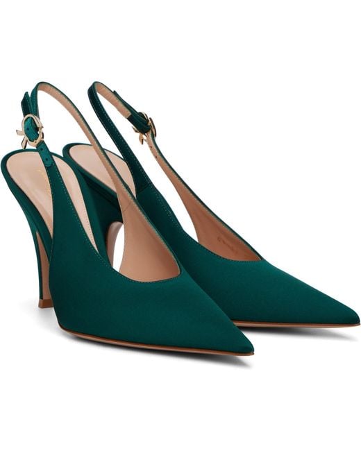 Gianvito Rossi Green Sofia Sling Heels