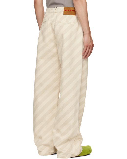 メンズ Marni ベージュ ストライプ ハイウエストジーンズ Natural